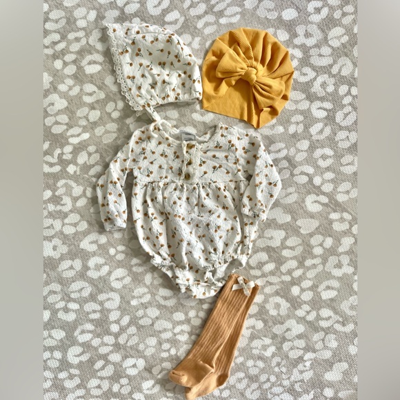 Nicole Miller Cream and Yellow Kids Matching Set - Picture 1 of 7